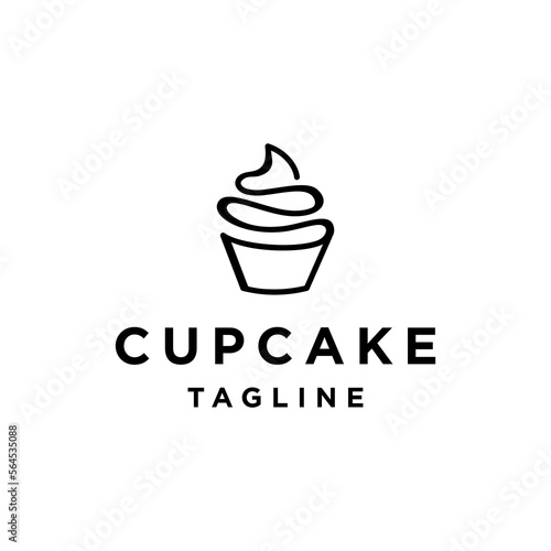 simple line Cupcake Bakery Logo design vector illustration