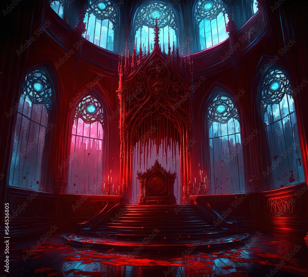 illustration of the hell throne hall with a throne, idea for scary ...