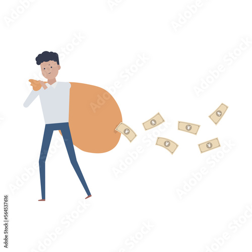 めちゃくちゃ稼いでいるのにお金がない人のイラスト素材｜mayucolor03