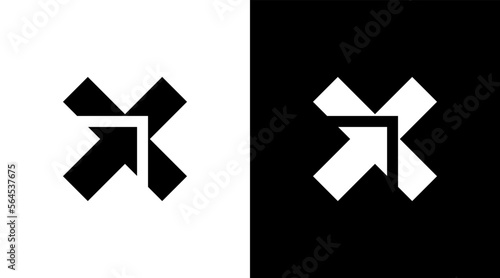 technology logo arrow monogram x letter initial black and white icon illustration Designs templates