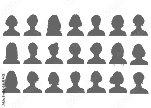 Obraz na płótnie 女性の証明写真のシルエット 21人セット 上半身バストアップのイラスト w salonie