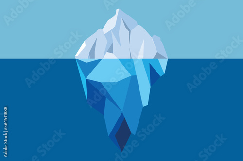 Fototapete Iceberg Floating in Blue Ocean Vector Illustration