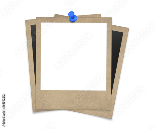 Blank Vintage Instant Photos With Blue Pin