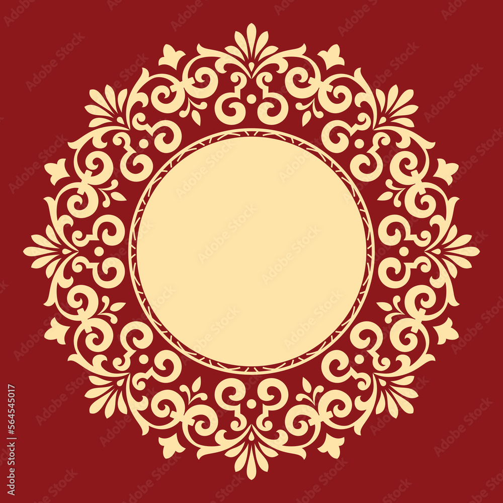 Decorative frame Elegant vector element for design in Eastern style, place for text. Floral golden and red border. Lace illustration for invitations and greeting cards Decorative frame Elegant vector element for design in Eastern style, place for text. Floral golden and red border. Lace illustration for invitations and greeting cards