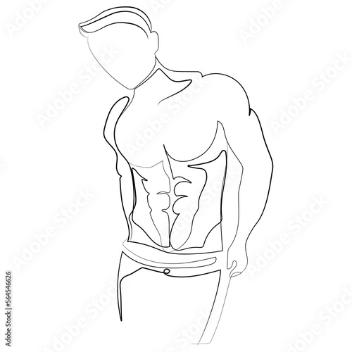Sketch muscular male body line for fashion lifestyle design.Muscular man continuous line drawing Minimalist design for print,poster,web,logo,banner,emblem.Sport vector illustration. Healthy lifestyle 