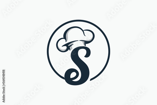 chef logo with a combination of letter s and chef hat for any business especially for restaurant, cafe, catering, etc.