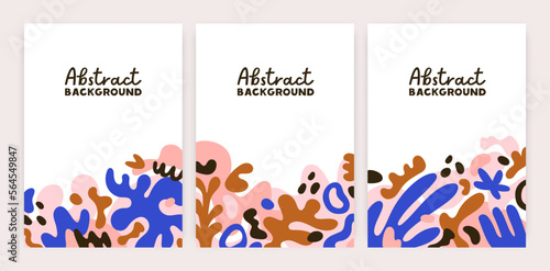 Abstract cards, backgrounds set. Modern backdrops, vertical banners designs w...