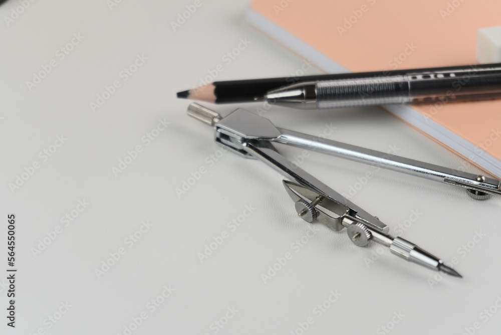 Fototapeta premium Geometry Compass Math and Pencil Photography