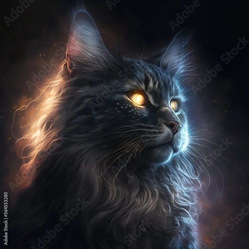 Mainecoon Black Cat Spirit Painting 2