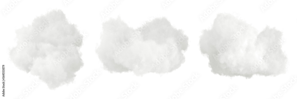 Cloud fluffy steam shapes cutout transparent backgrounds specials effect 3d rendering png file