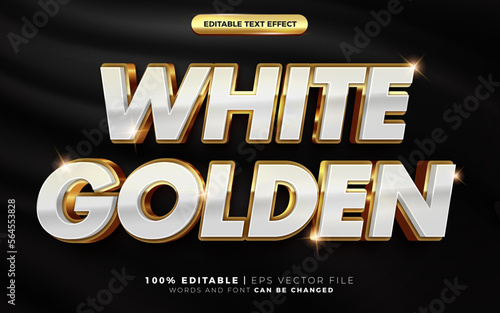 3d Luxury White Golden sparkle text style effect template editable text effect photo