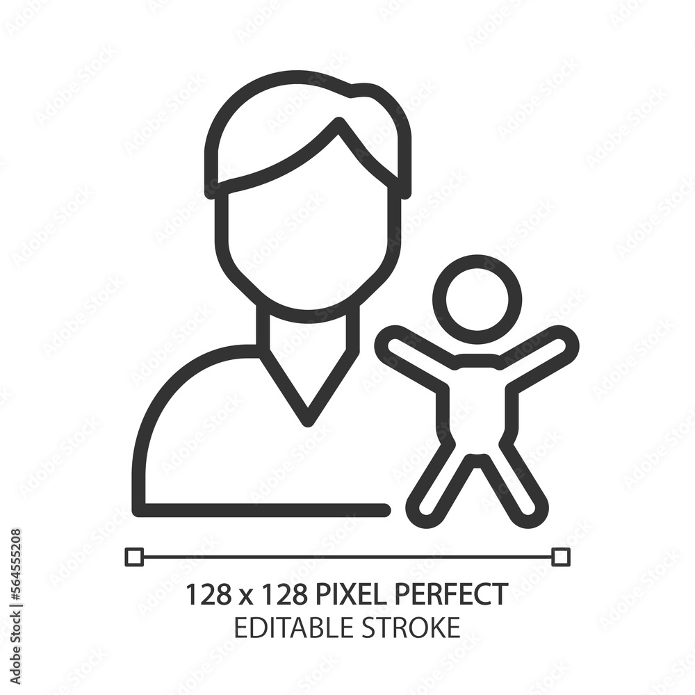 Pediatrics pixel perfect linear icon. Medical care of children. Diagnostics and treatment. Healthcare service. Thin line illustration. Contour symbol. Vector outline drawing. Editable stroke Pediatrics pixel perfect linear icon. Medical care of children. Diagnostics and treatment. Healthcare service. Thin line illustration. Contour symbol. Vector outline drawing. Editable stroke
