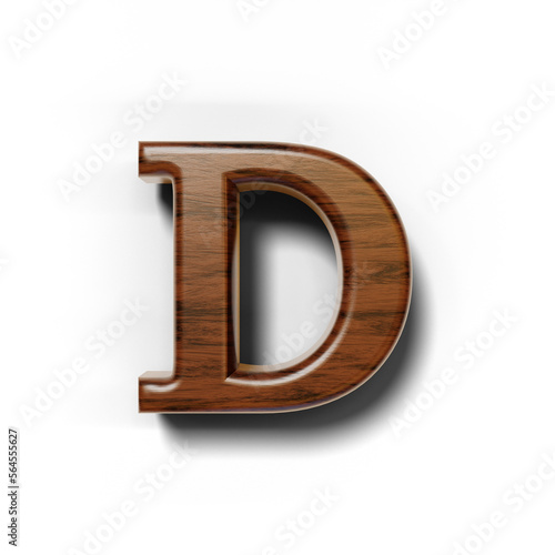 3D dark wood uppercase letter of alphabet isolated on transparent background