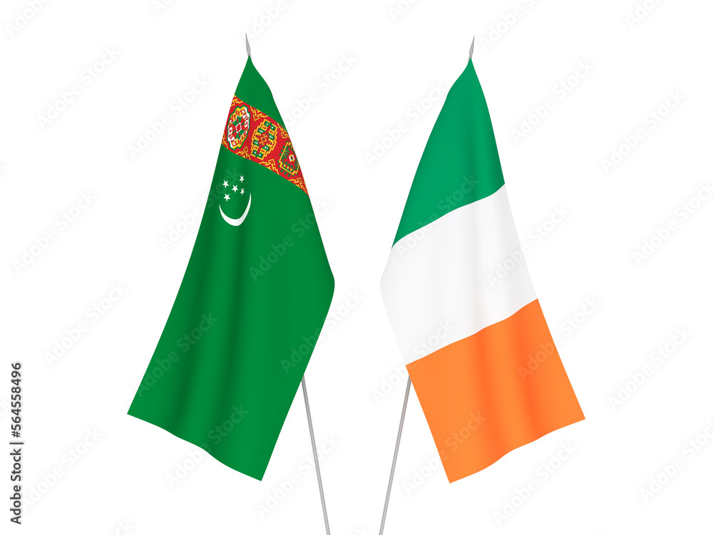 Ireland and Turkmenistan flags Ireland and Turkmenistan flags