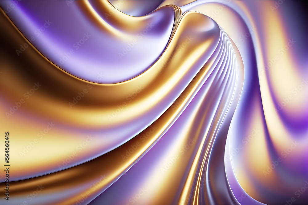 Iridescent holographic textural Background. Gradient waves with iridescent highlights. Generative AI illustration