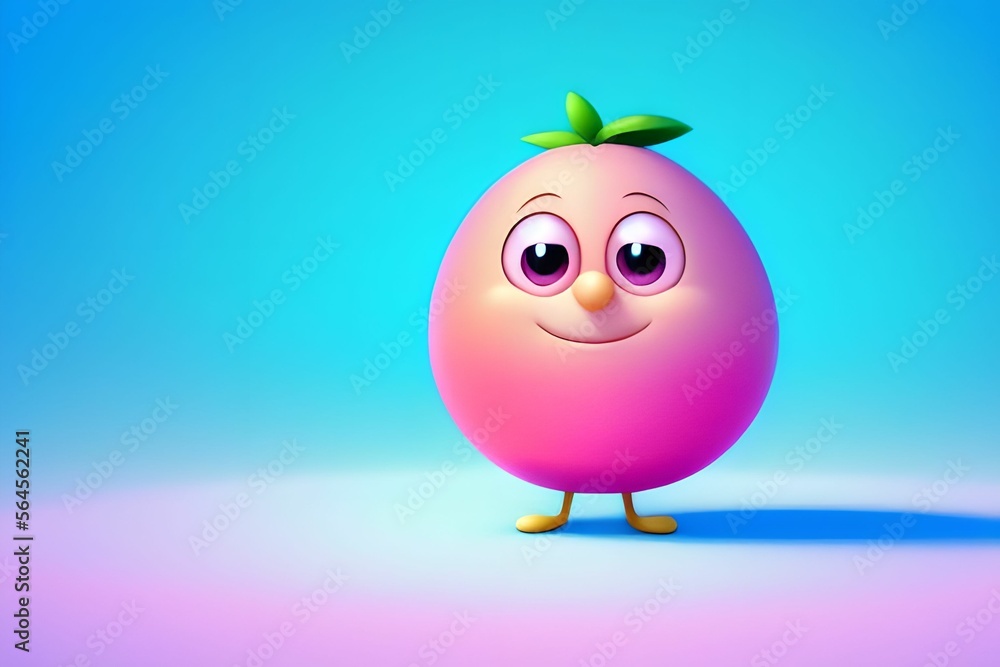 Cute Cartoon Peach Character, made with generative AI Cute Cartoon Peach Character, made with generative AI