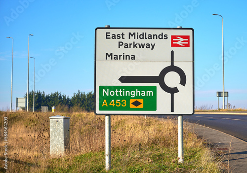 Large traffic route sign at Ratcliffe on Soar, Nottinghamshire, UK photo