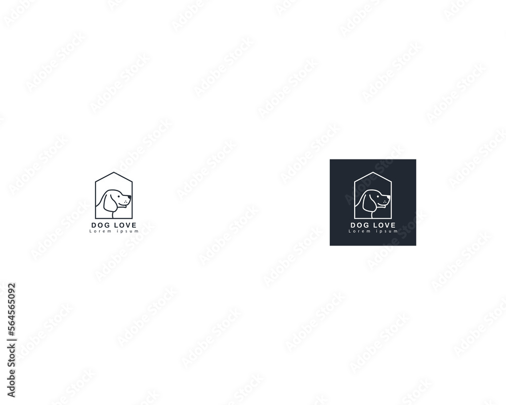 Dog home logo design template, pet love logo design suitable for pet shop, store, cafe, business, hotel, veterinary clinic, Domestic animal vector illustration logotype, sign, symbol vector.