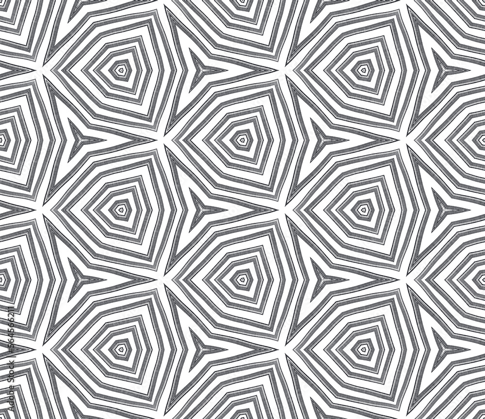 Striped hand drawn pattern. Black symmetrical