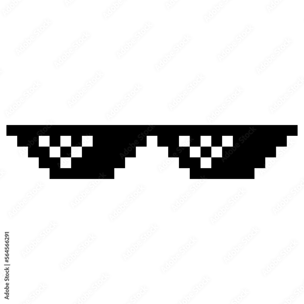 Vetor De Funny Black Pixelated Sunglasses Simple Linear Illustration Of 8 Bit Pixel Boss