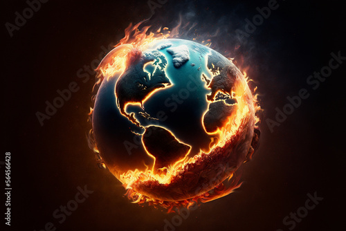 illustration of earth burning - AI generative