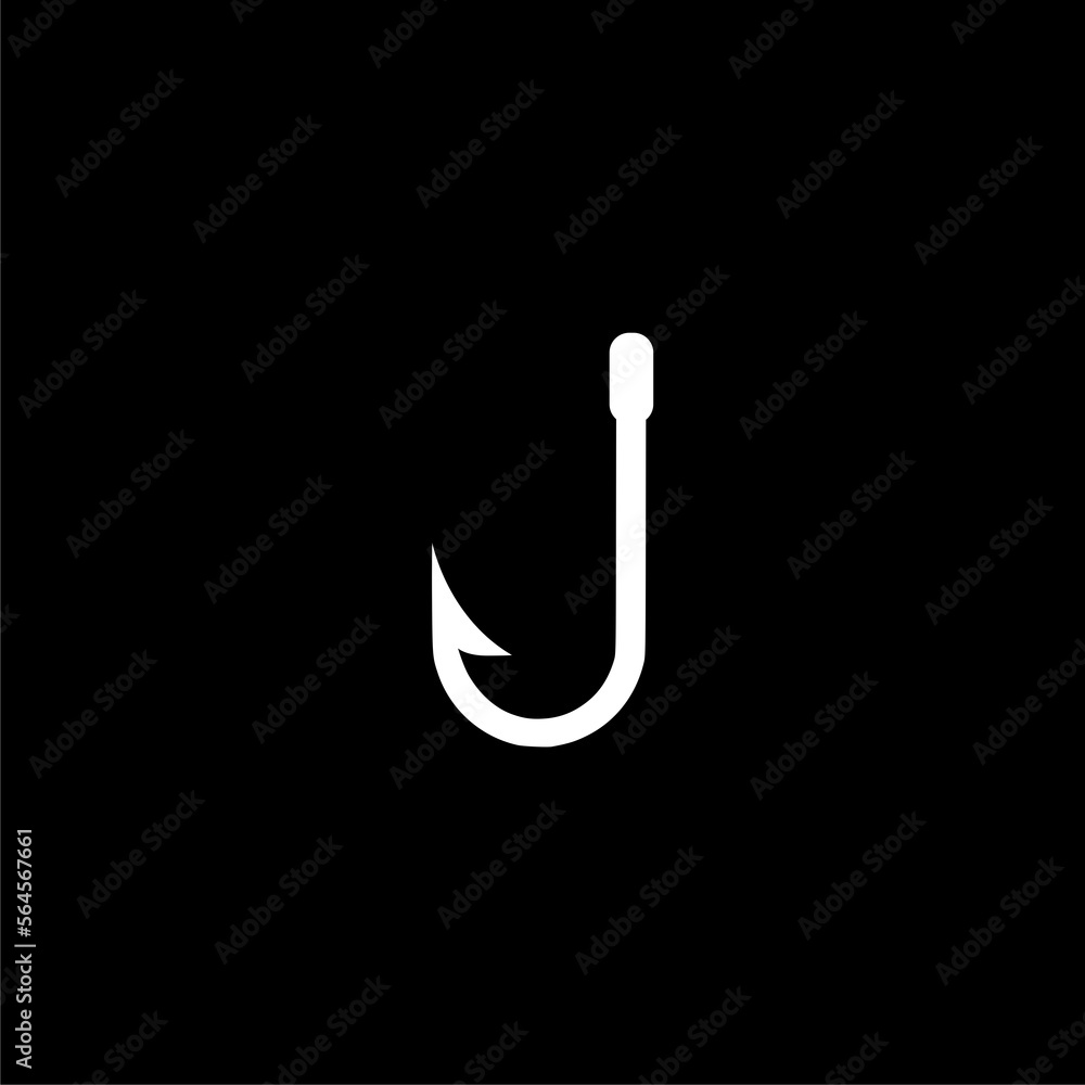 Fishing hook icon isolated on black background. Fishing hook icon isolated on black background.