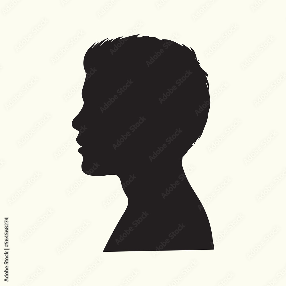 Dark silhouette profile of young man on a white background vector illustration.