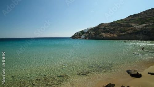 Panoramic view of the stunning turquoise beach of Kolitsani View in Ios Greece