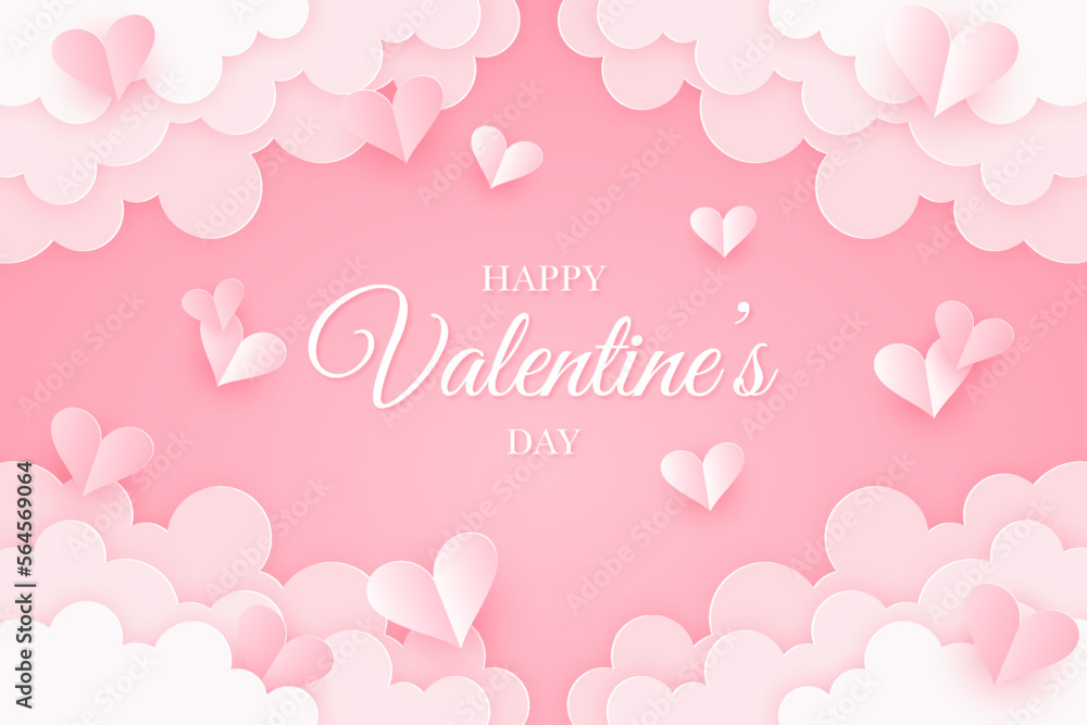 Valentines day background with heart in paper cut design