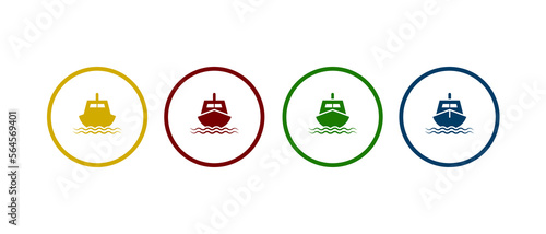 Ferry boat icons set. Marine transportation in different color design.	