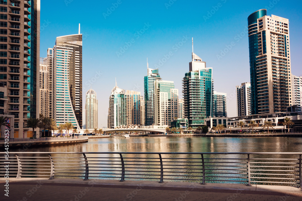 Obraz premium Dubai city downtown, modern architecture with skyscrapers