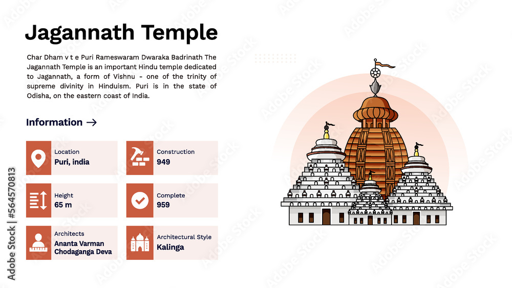 The Heritage of Jagannath Temple Monumental Design Vector Illustration