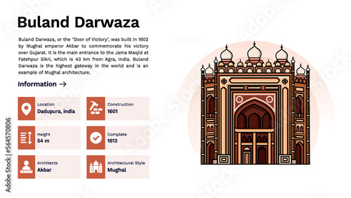 The Heritage of Buland Darwaza Monumental Design Vector Illustration photo