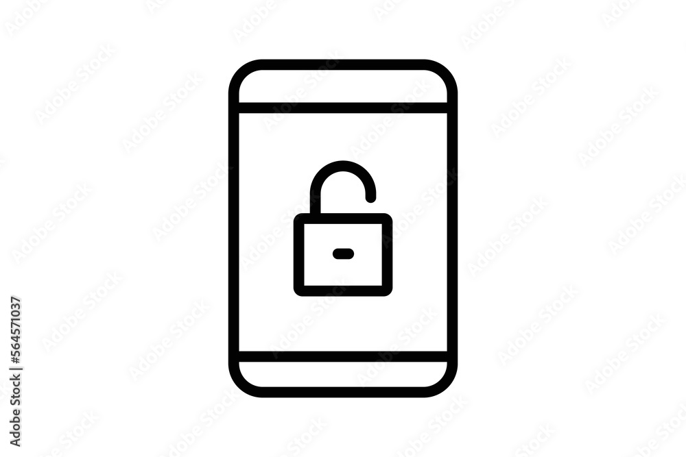 open system icon illustration. Mobile phone icon with padlock. icon related to security. Line icon style. Simple vector design editable open system icon illustration. Mobile phone icon with padlock. icon related to security. Line icon style. Simple vector design editable