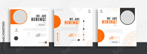 We are hiring job vacancy social media post banner design template with green and black color. We are hiring job vacancy square web banner design.