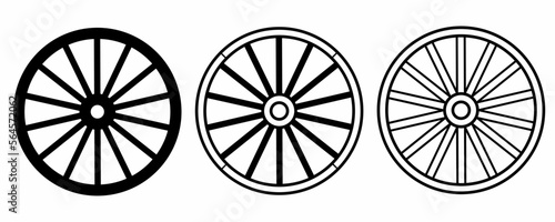 wagon wheel icon set isolated on white background photo