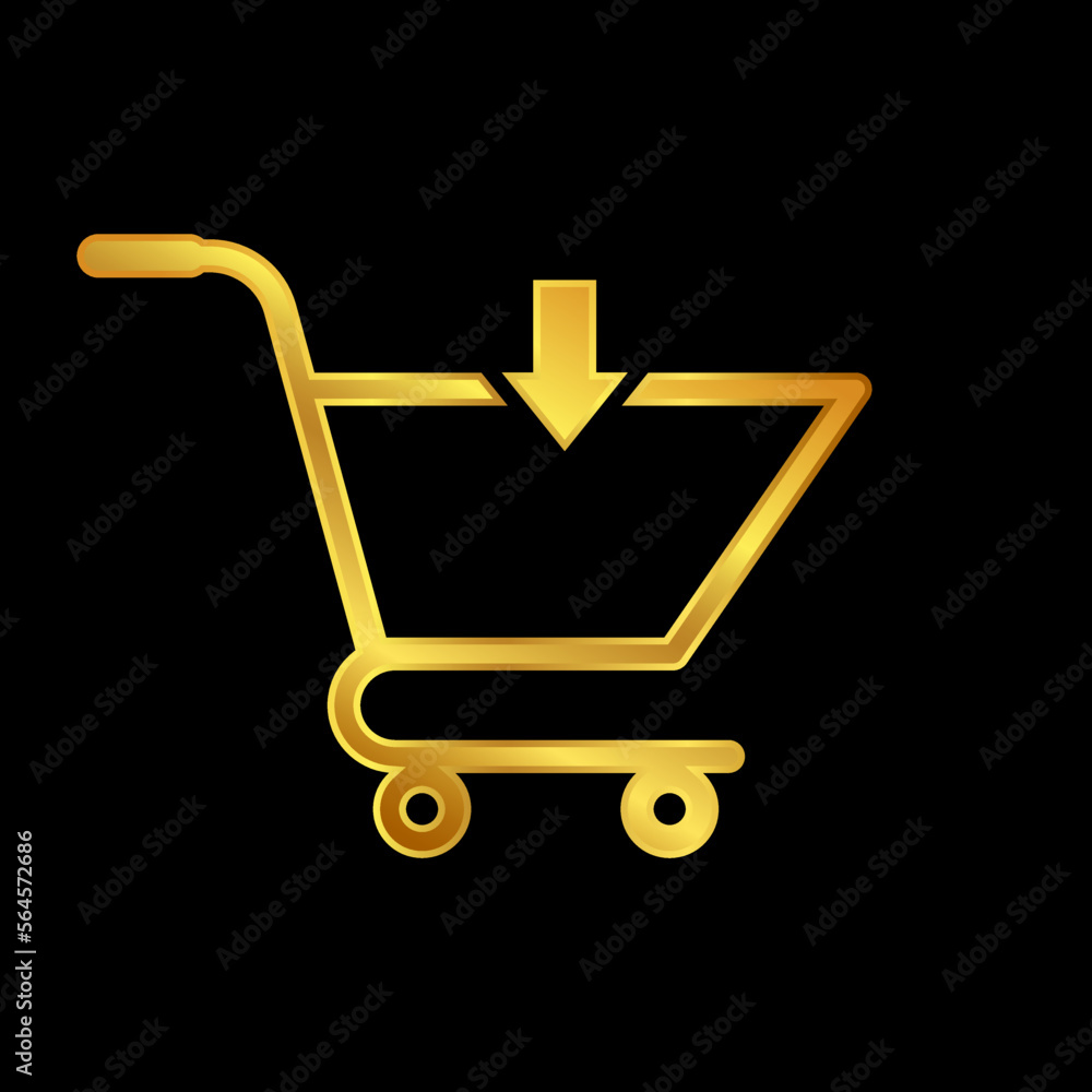 gold trolley, trolley icon vector logo template gold trolley, trolley icon vector logo template