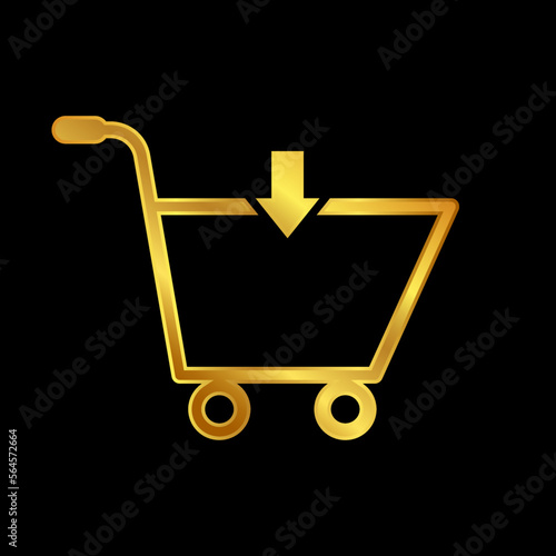 gold trolley, trolley icon vector logo template