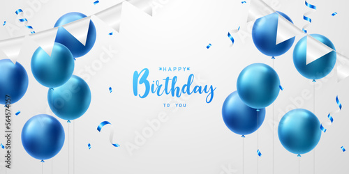 beautiful blue balloon background celebration birthday banner template vector illustration