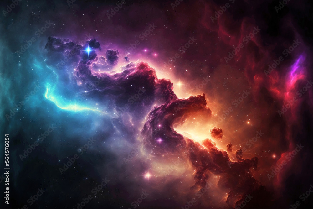 Outer space endless nebula galaxy background. Generative ai.