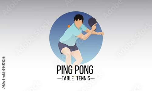 A young athlete is playing a ping pong game. Sports table tennis.