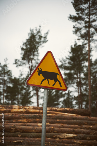 German road sign: domestic animals crossing