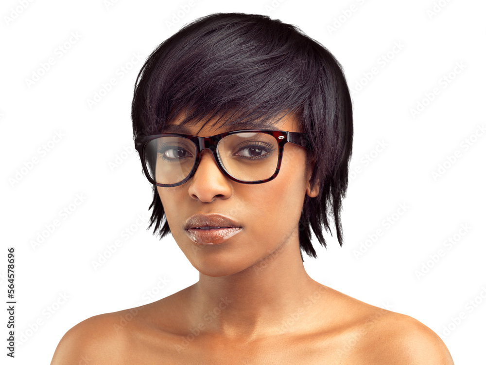 Portrait of a beautiful african woman looking seriously at the camera isolated on a PNG background. Portrait of a beautiful african woman looking seriously at the camera isolated on a PNG background.