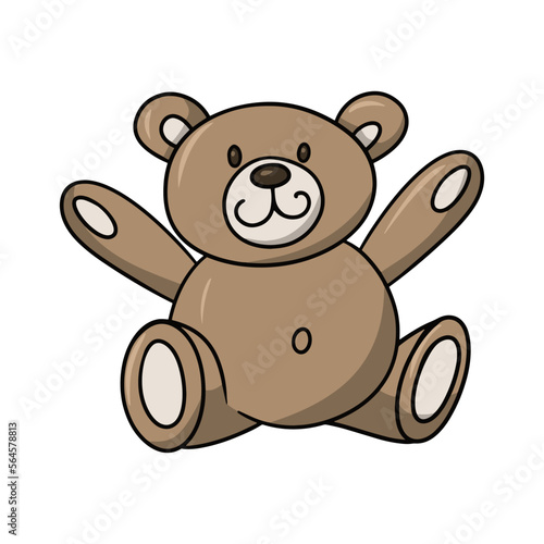 Cute brown bear, toy for children, vector cartoon