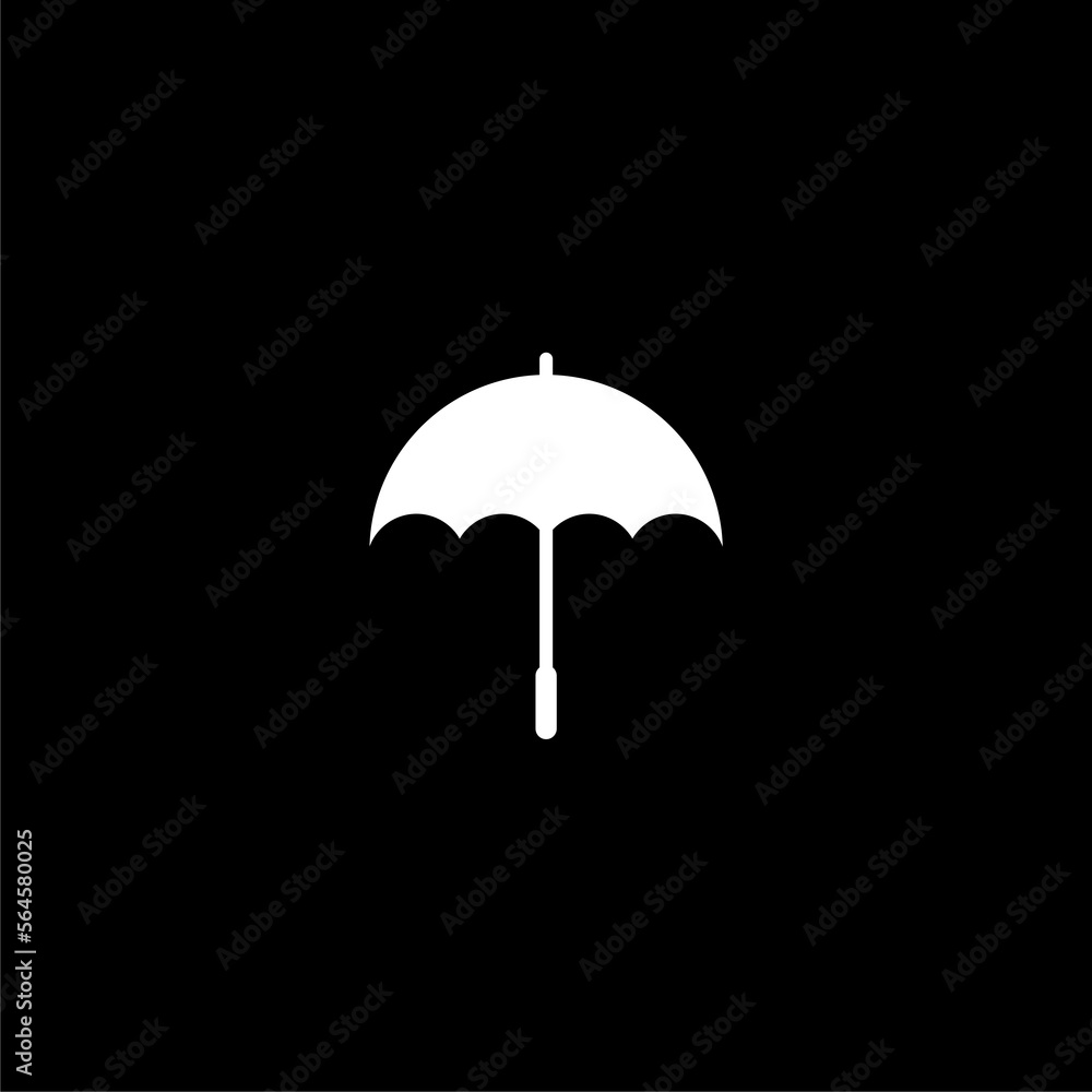 Umbrella Icon symbol isolated on black background. 