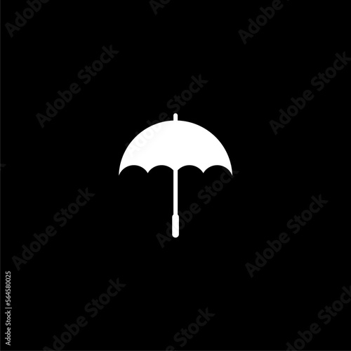 Umbrella Icon symbol isolated on black background. 