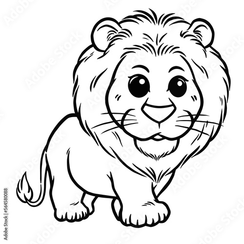 Vector illustration of Cartoon lion - Coloring book for kids