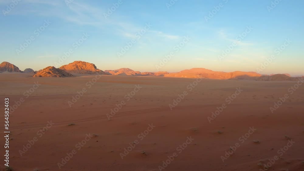 Sunrise above the mountains in the Wadi Rum desert Sunrise above the mountains in the Wadi Rum desert