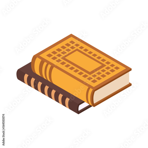 Antique Books Isometric Composition