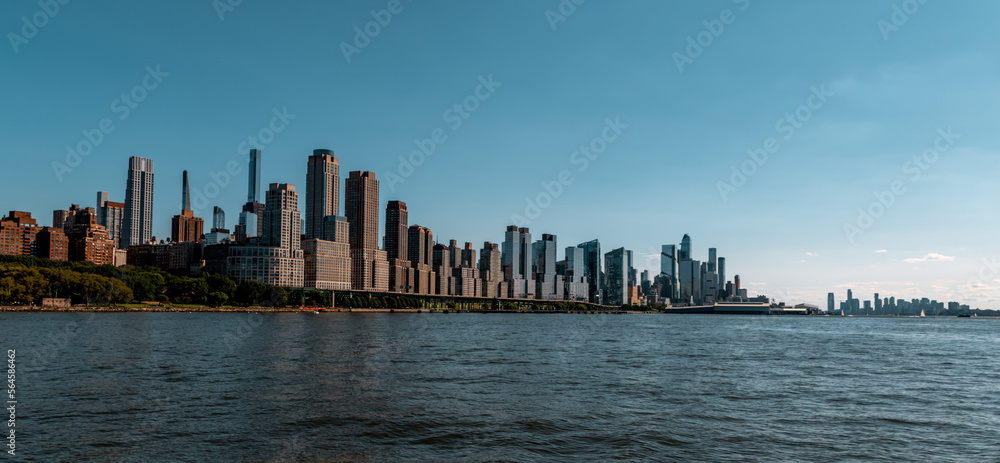 View from the Hudson River to the skyscrapers of New York